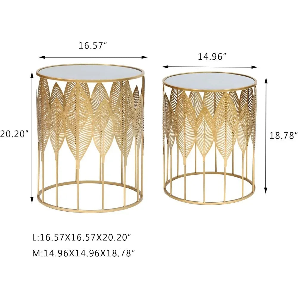 Set of 2, Gold Nesting Side Table