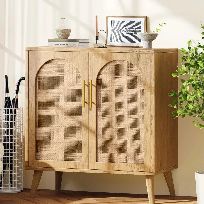 Rattan Modern Storage Cabinet with Doors