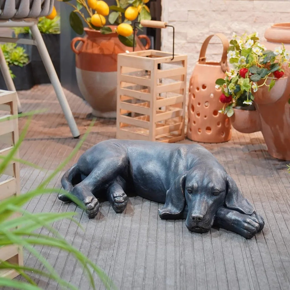 Sleeping Dog Resin Sculpture for Courtyard, Lawn, Yard, Porch