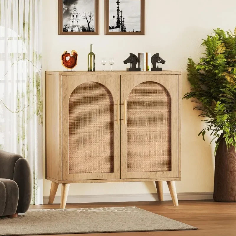 Rattan Modern Storage Cabinet with Doors