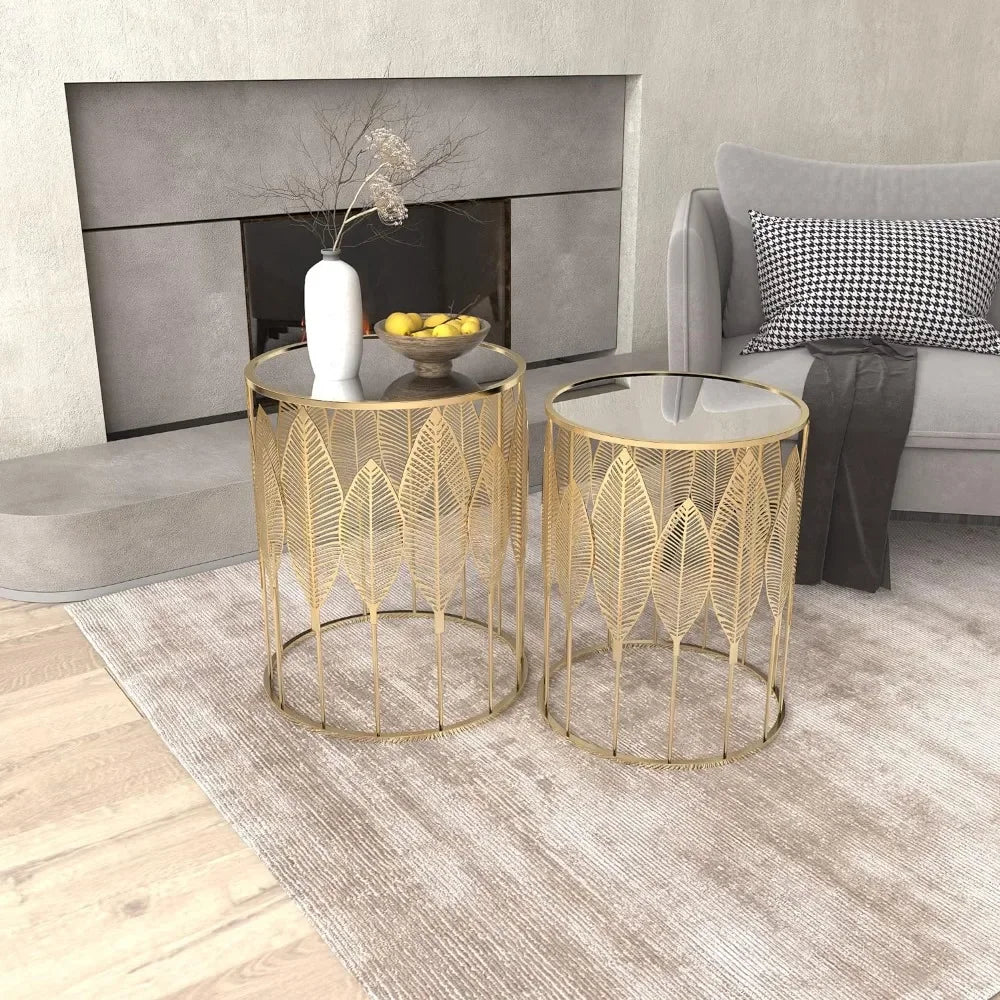 Set of 2, Gold Nesting Side Table