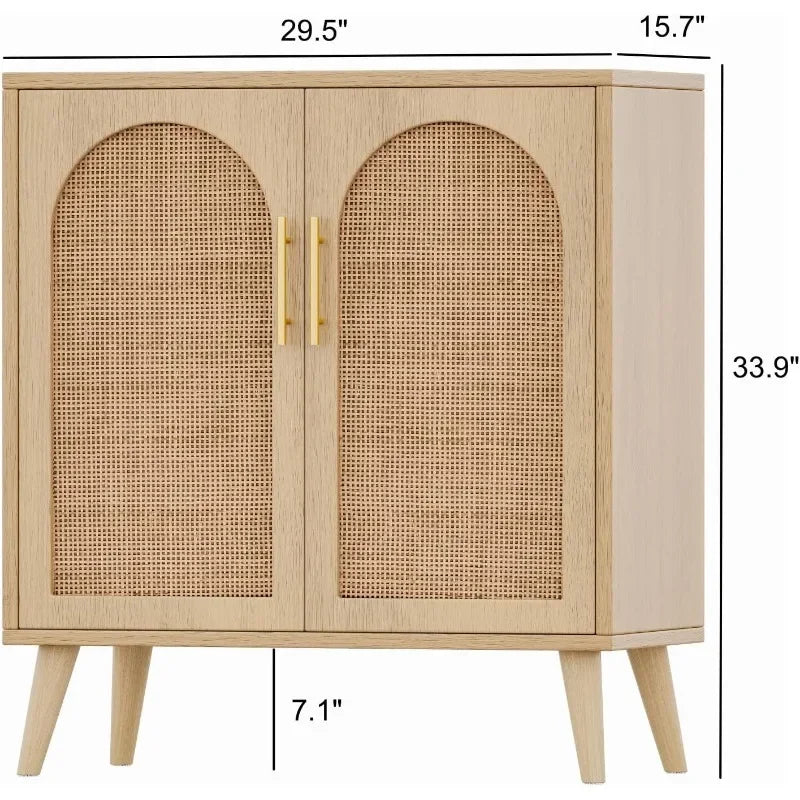 Rattan Modern Storage Cabinet with Doors