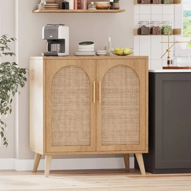 Rattan Modern Storage Cabinet with Doors