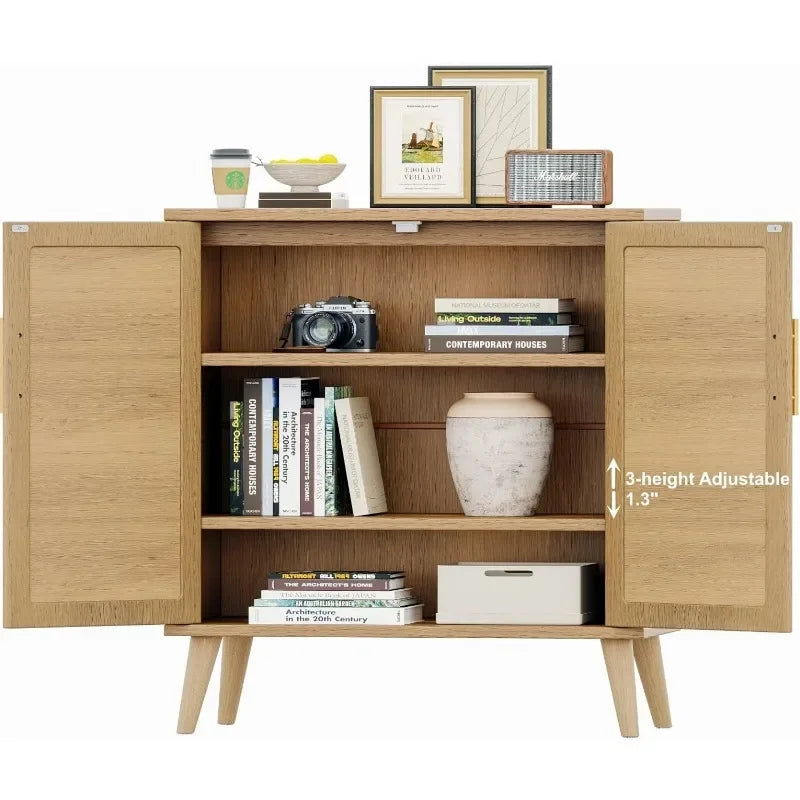 Rattan Modern Storage Cabinet with Doors