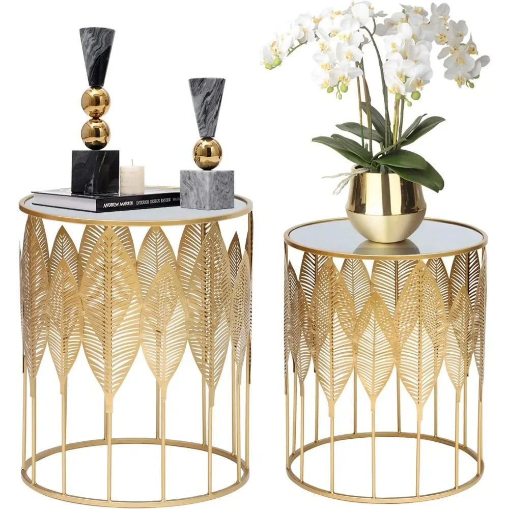 Set of 2, Gold Nesting Side Table