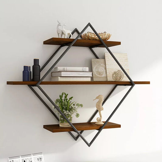 Industrial Wood Floating Display Shelf