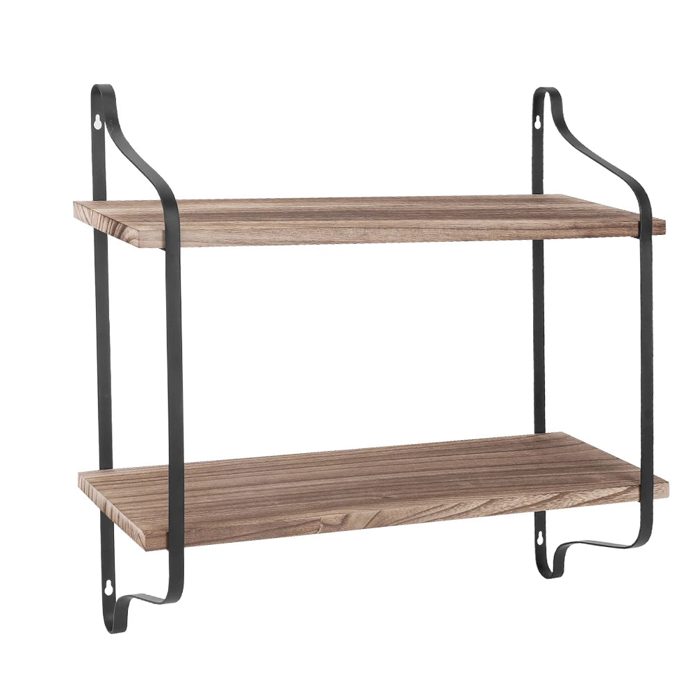 Large Rustic Industrial Wood Pipe Wall Shelf