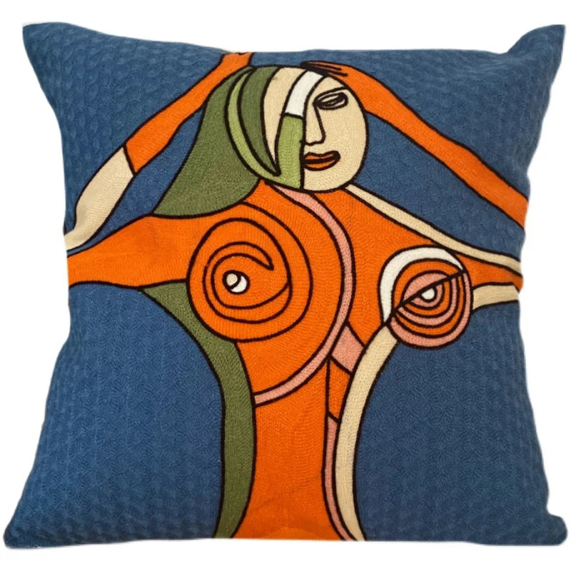 Abstract Embroidery Picasso Decorative Throw Pillow Covers