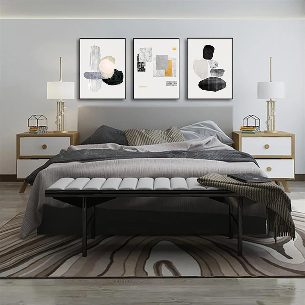 Framed Black and White Abstract Wall Art