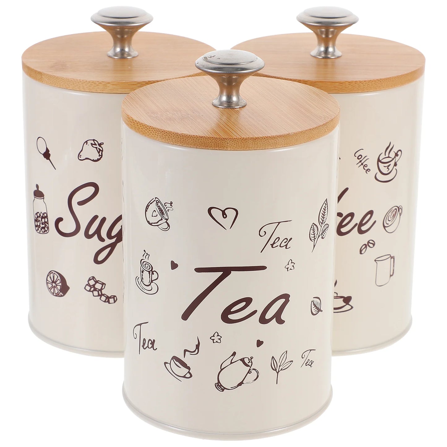 Metal Tea Coffee Sugar Storage Jars