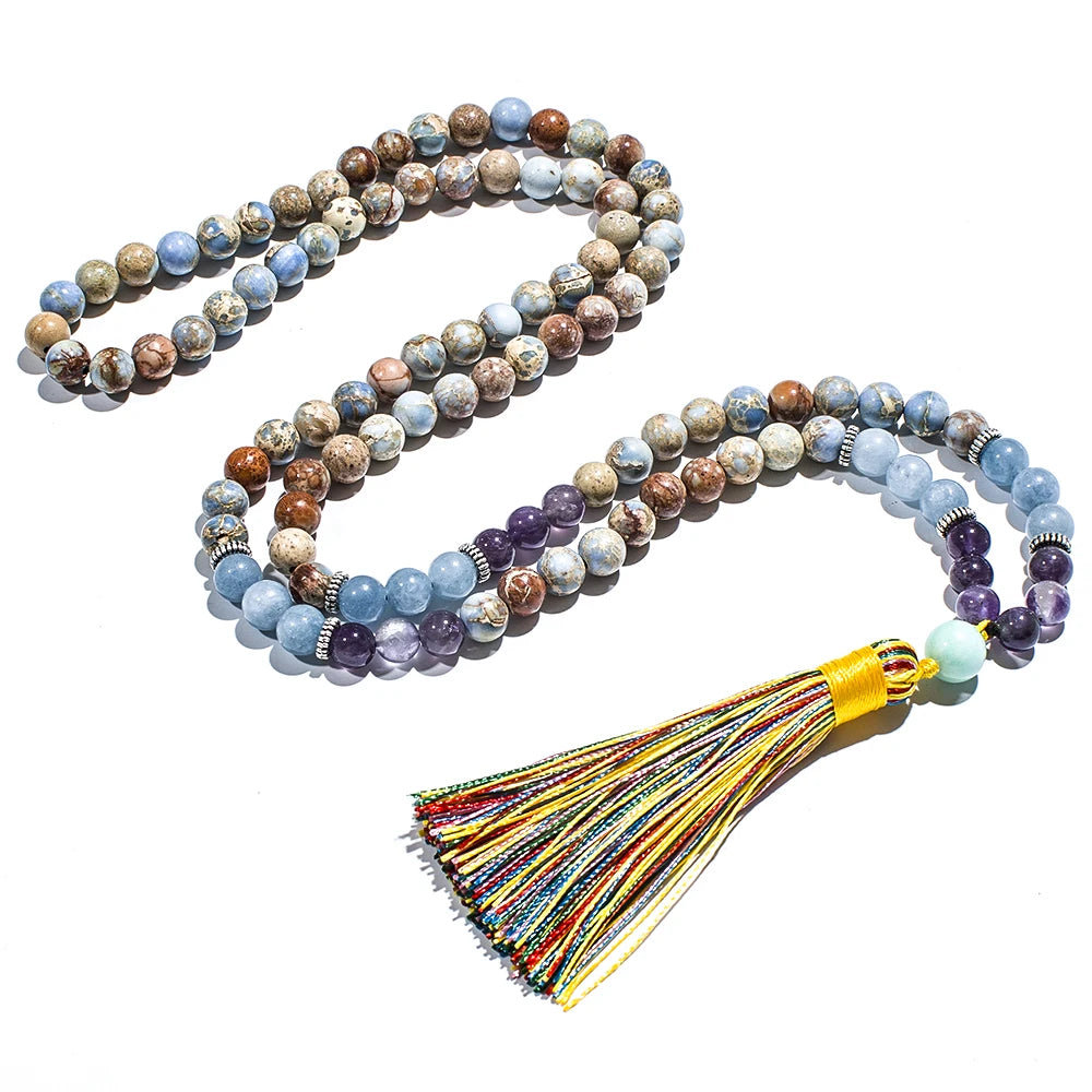 Natural Stone Beaded Mala Necklace – stopandsmellthedecor