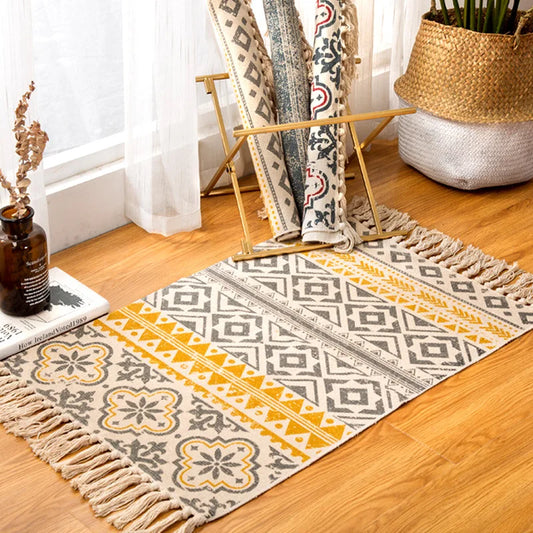 Hand Woven Cotton Boho Rug