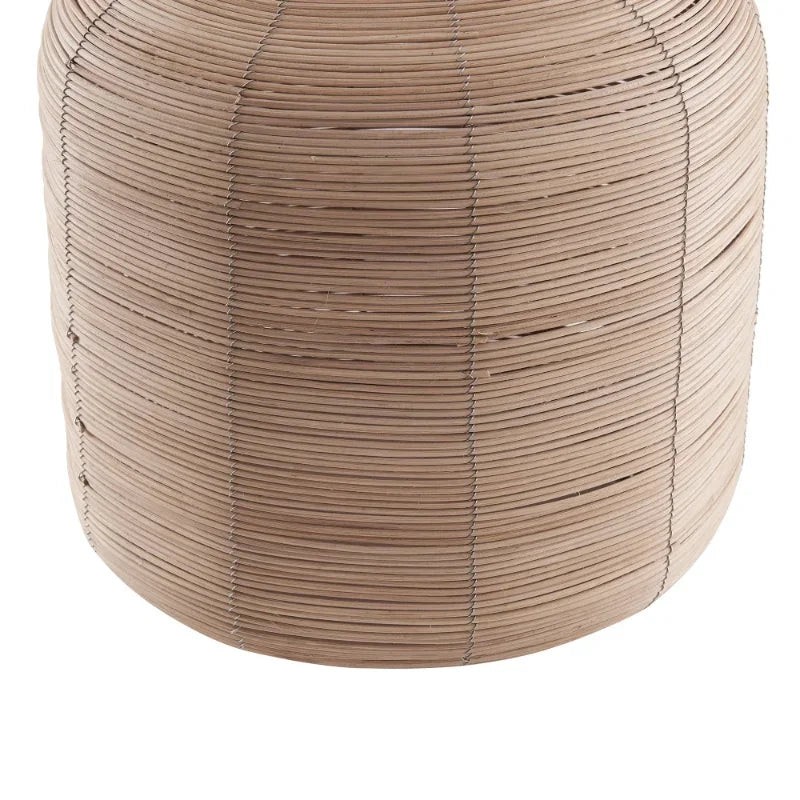 Modern Oversized Rattan Table Lamp with Steel Accents