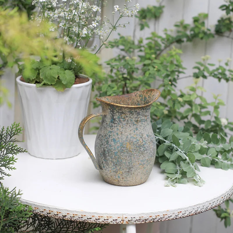 Rustic ,Metal Vintage Galvanized Flower Vase