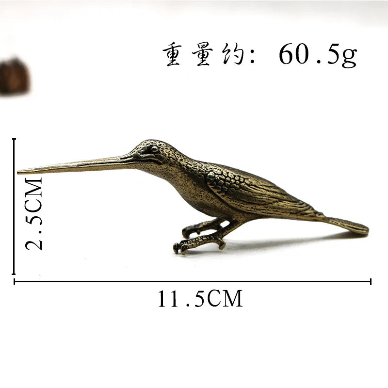 Solid Copper Long Mouth Bird Sculpture