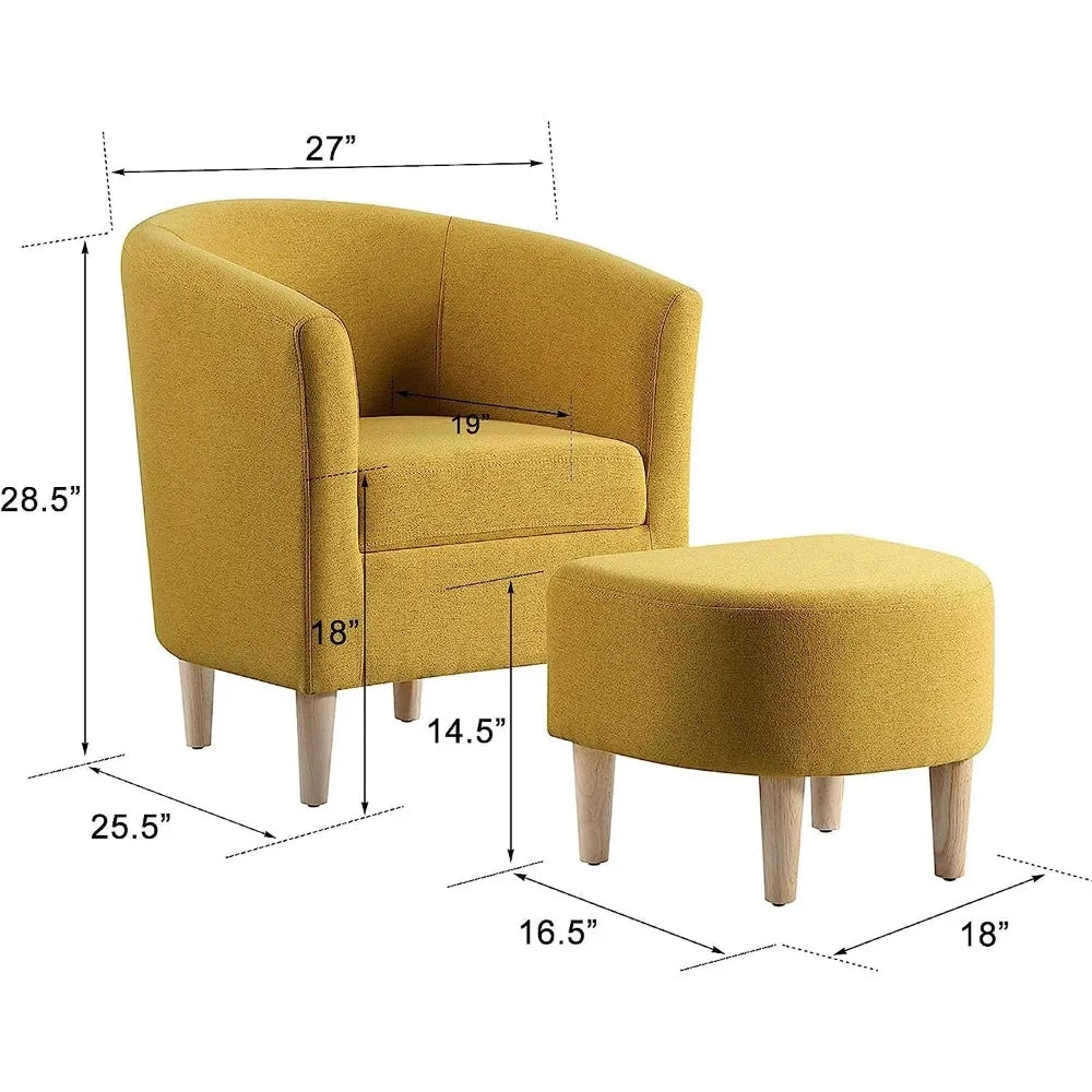 Comfy Modern Upholstered Armchair with Ottoman