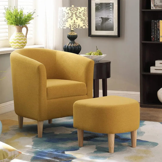 Comfy Modern Upholstered Armchair with Ottoman