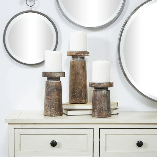 Candle Holders Distressed Wood Decor