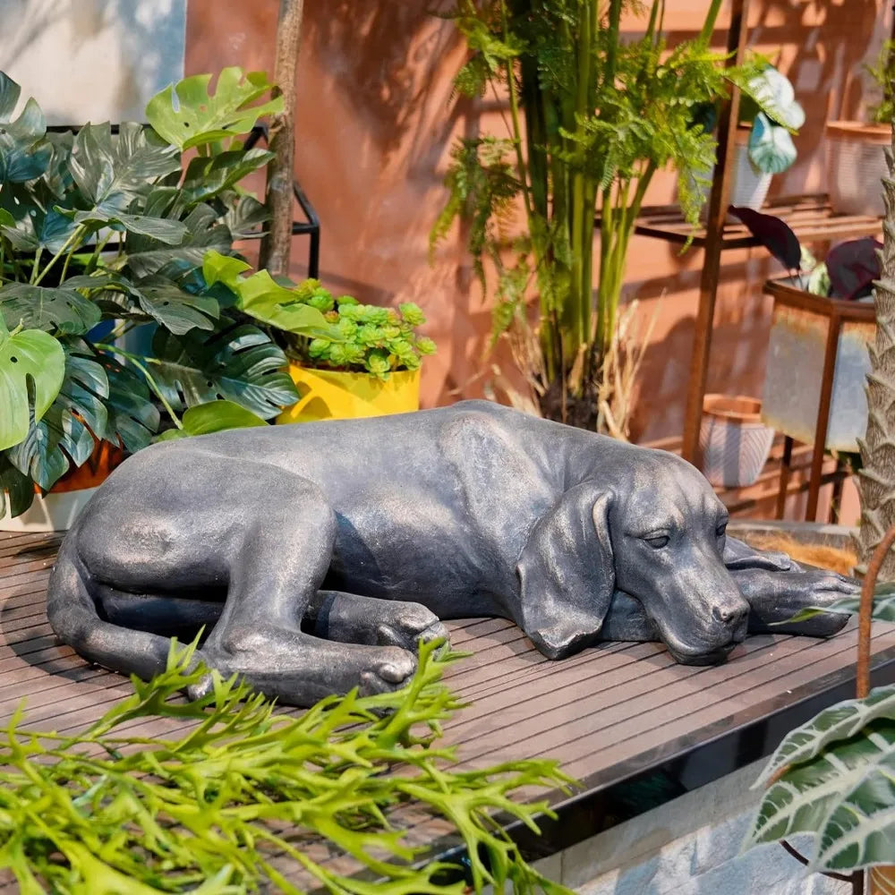 Sleeping Dog Resin Sculpture for Courtyard, Lawn, Yard, Porch