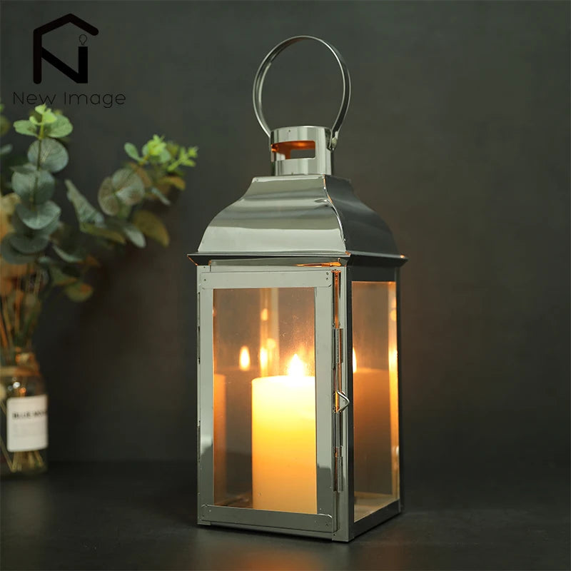 Stainless Steel Metal and Glass Hanging Lanterns