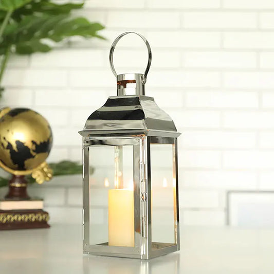 Stainless Steel Metal and Glass Hanging Lanterns