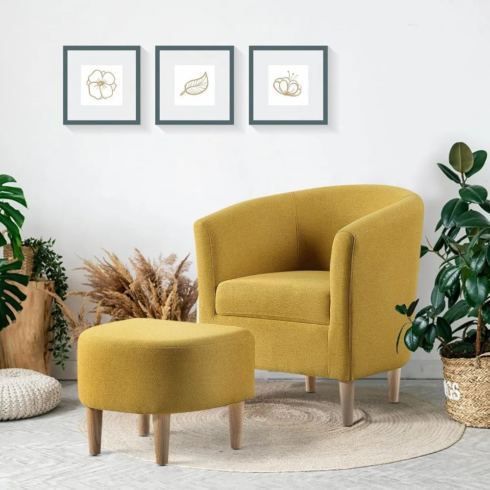 Comfy Modern Upholstered Armchair with Ottoman