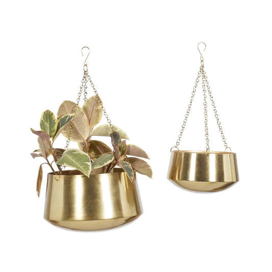 Gold Metal Indoor Outdoor Hanging Planter