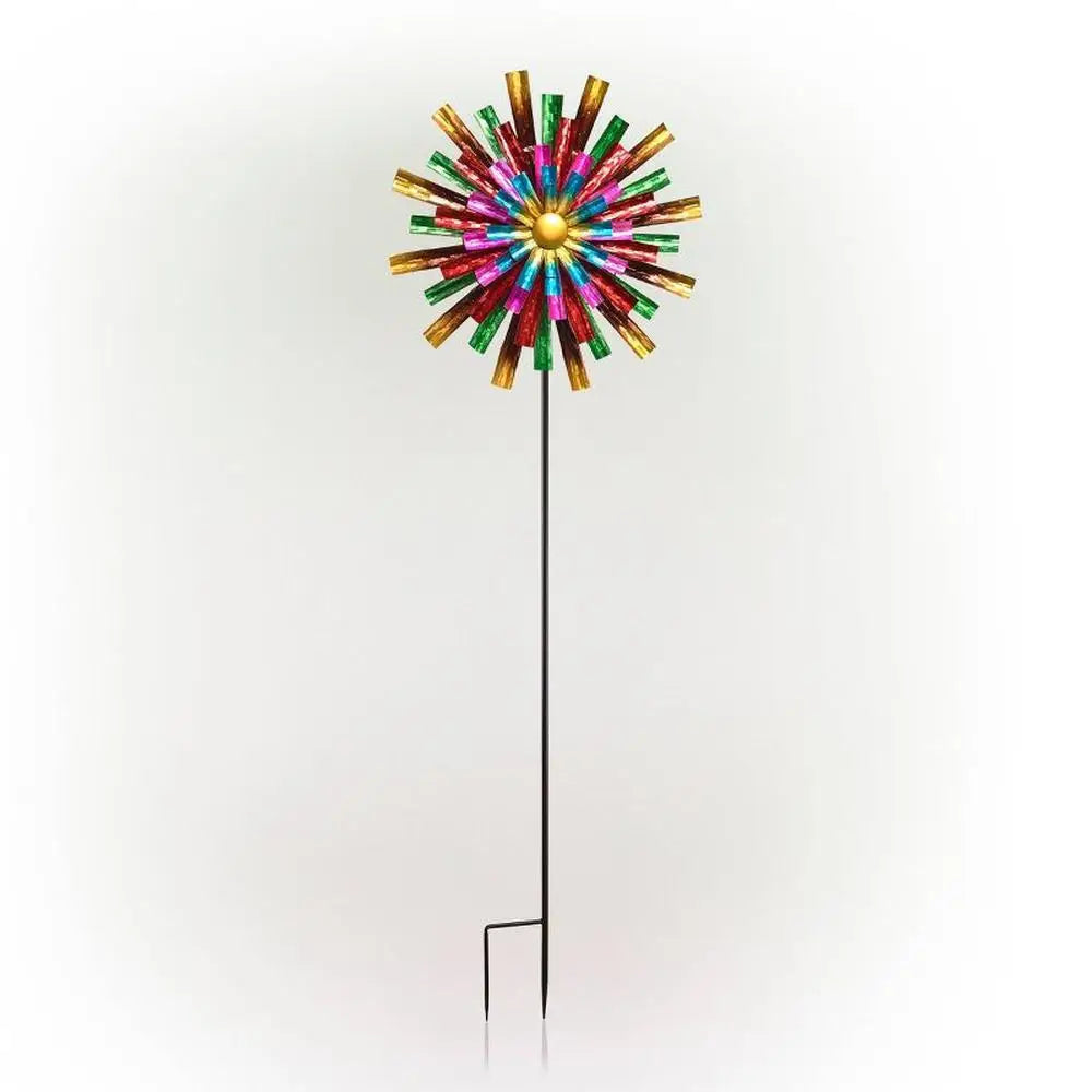 Iron Flower Kinetic Wind Spinner Stake