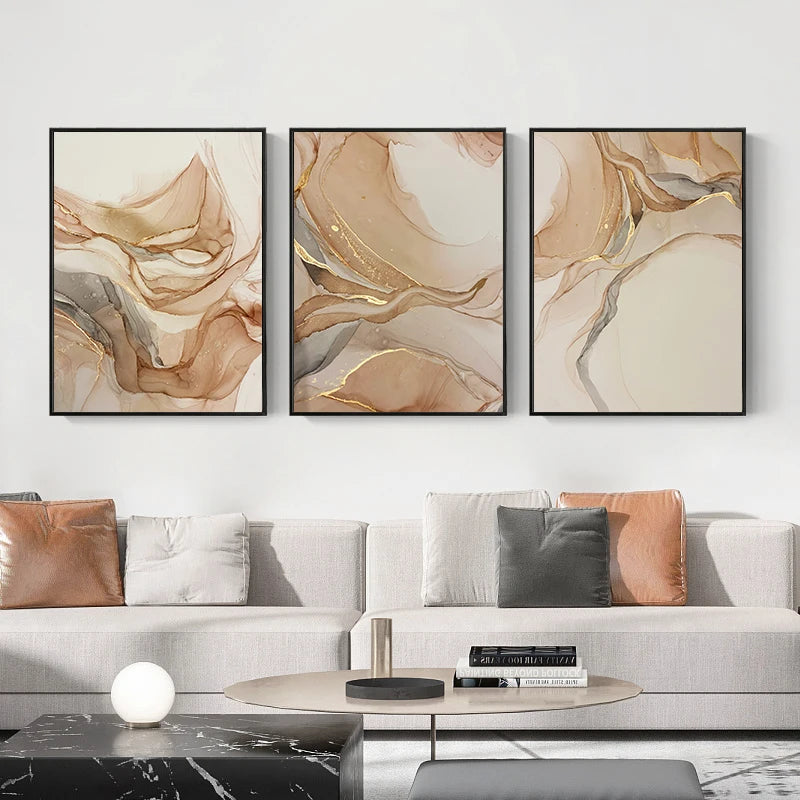 Modern Neutral  Abstract Gold Wall Art