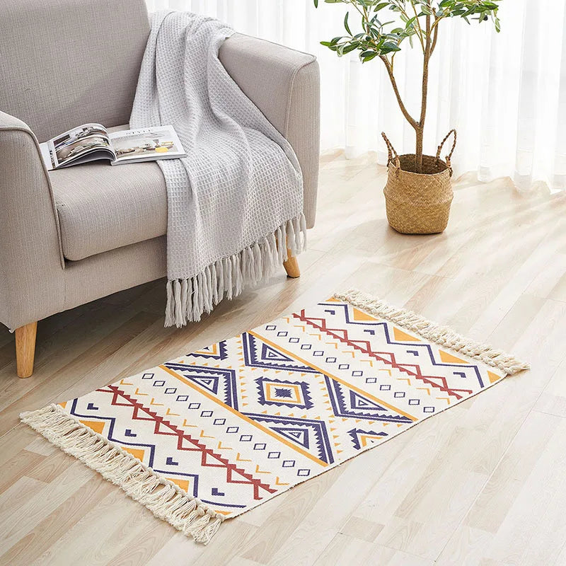 Hand Woven Cotton Boho Rug