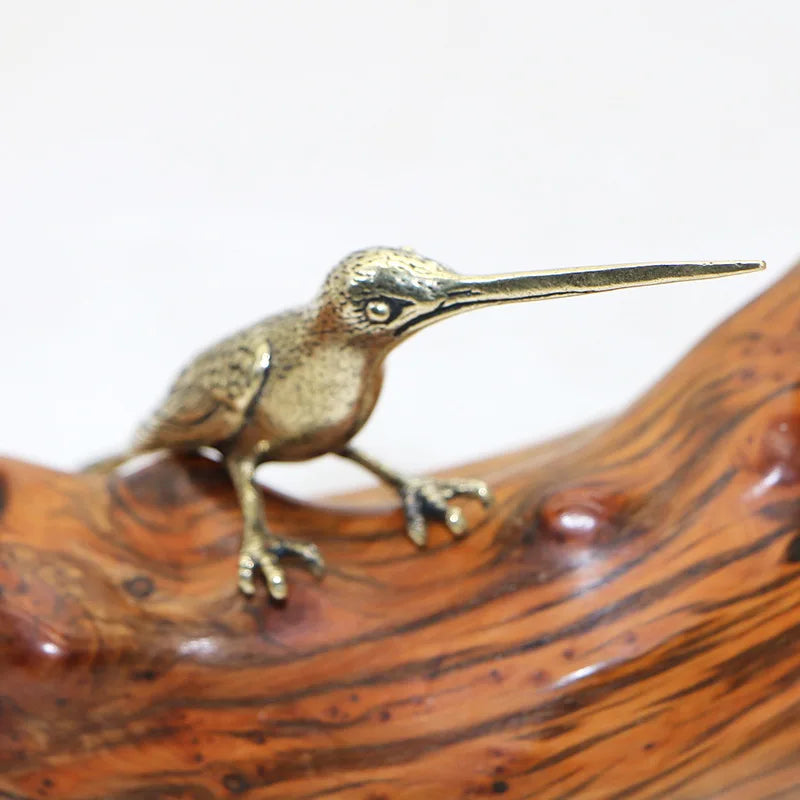 Solid Copper Long Mouth Bird Sculpture