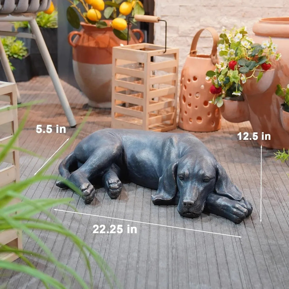 Sleeping Dog Resin Sculpture for Courtyard, Lawn, Yard, Porch