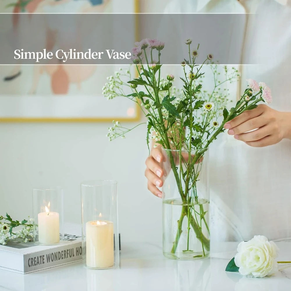 Cylinder Glass Flower Vase or Candle Holder