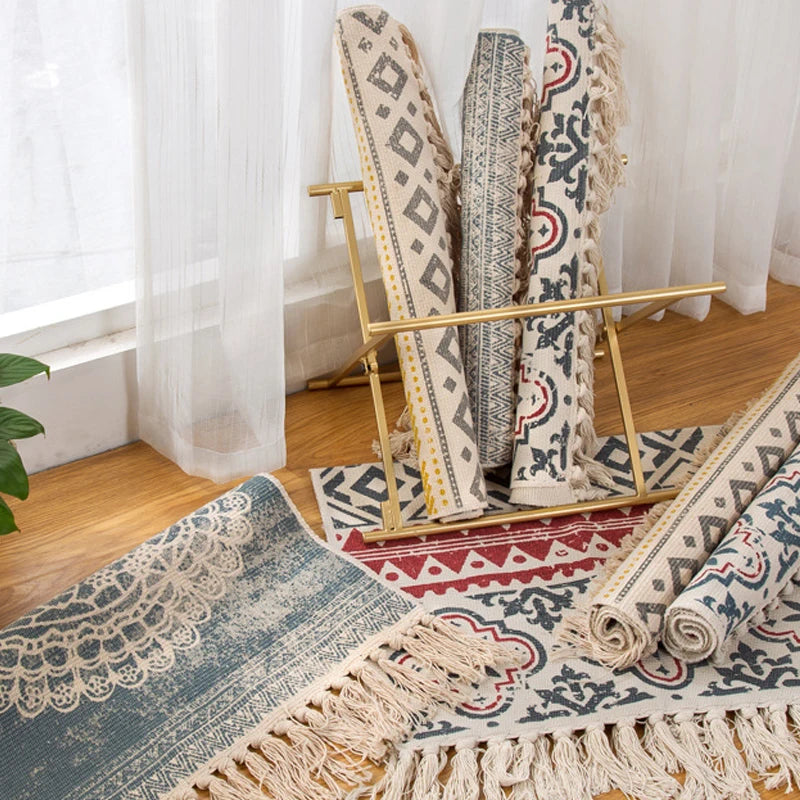 Hand Woven Cotton Boho Rug