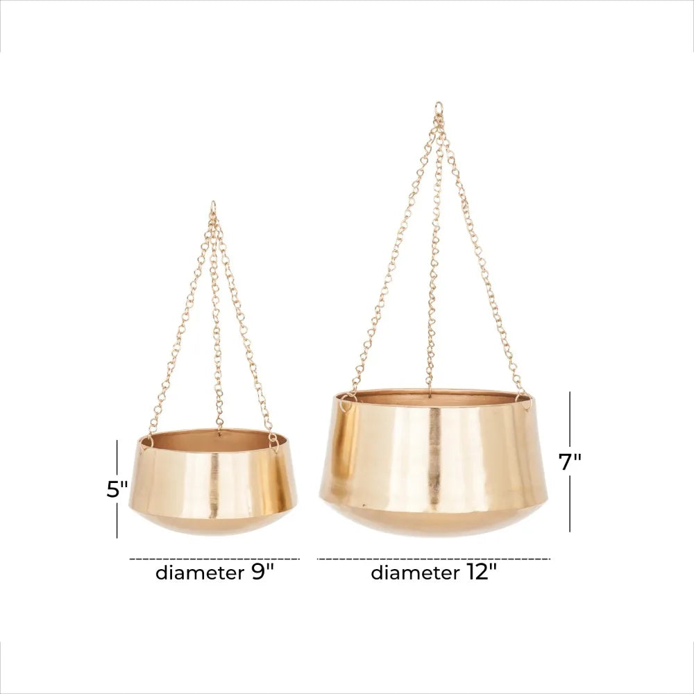 Gold Metal Indoor Outdoor Hanging Planter