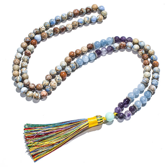 Natural Stone Beaded  Mala Necklace