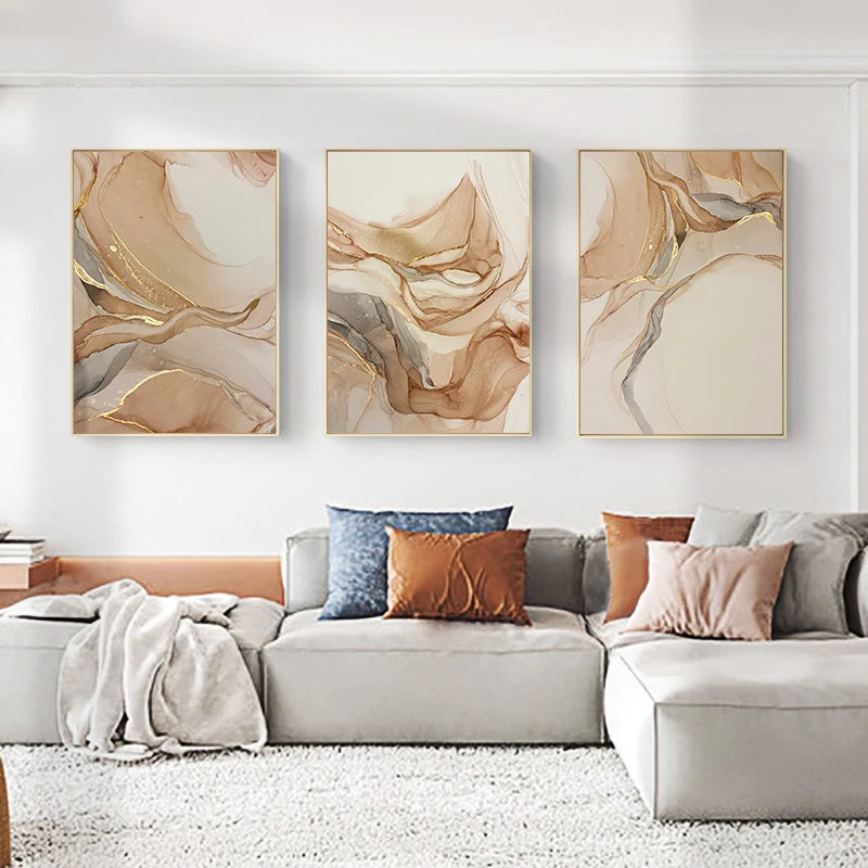 Modern Neutral  Abstract Gold Wall Art