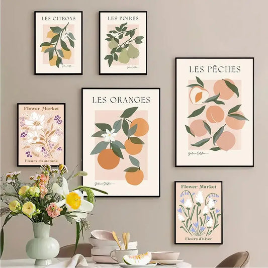 Flower Market Canvas Art Painting Orange, Peach, Lemon