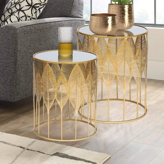 Set of 2, Gold Nesting Side Table