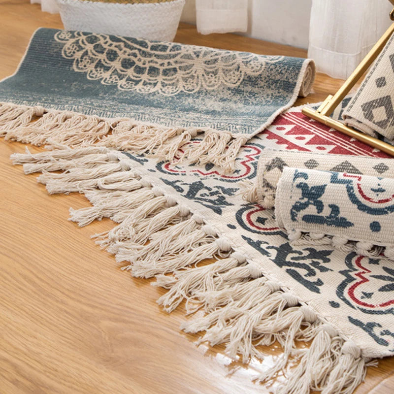 Hand Woven Cotton Boho Rug