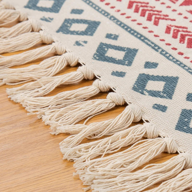 Hand Woven Cotton Boho Rug