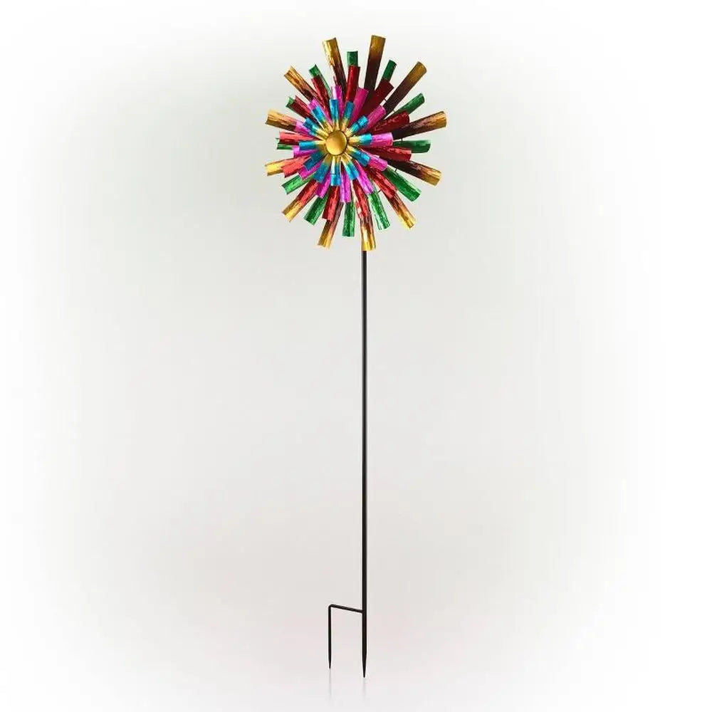 Iron Flower Kinetic Wind Spinner Stake