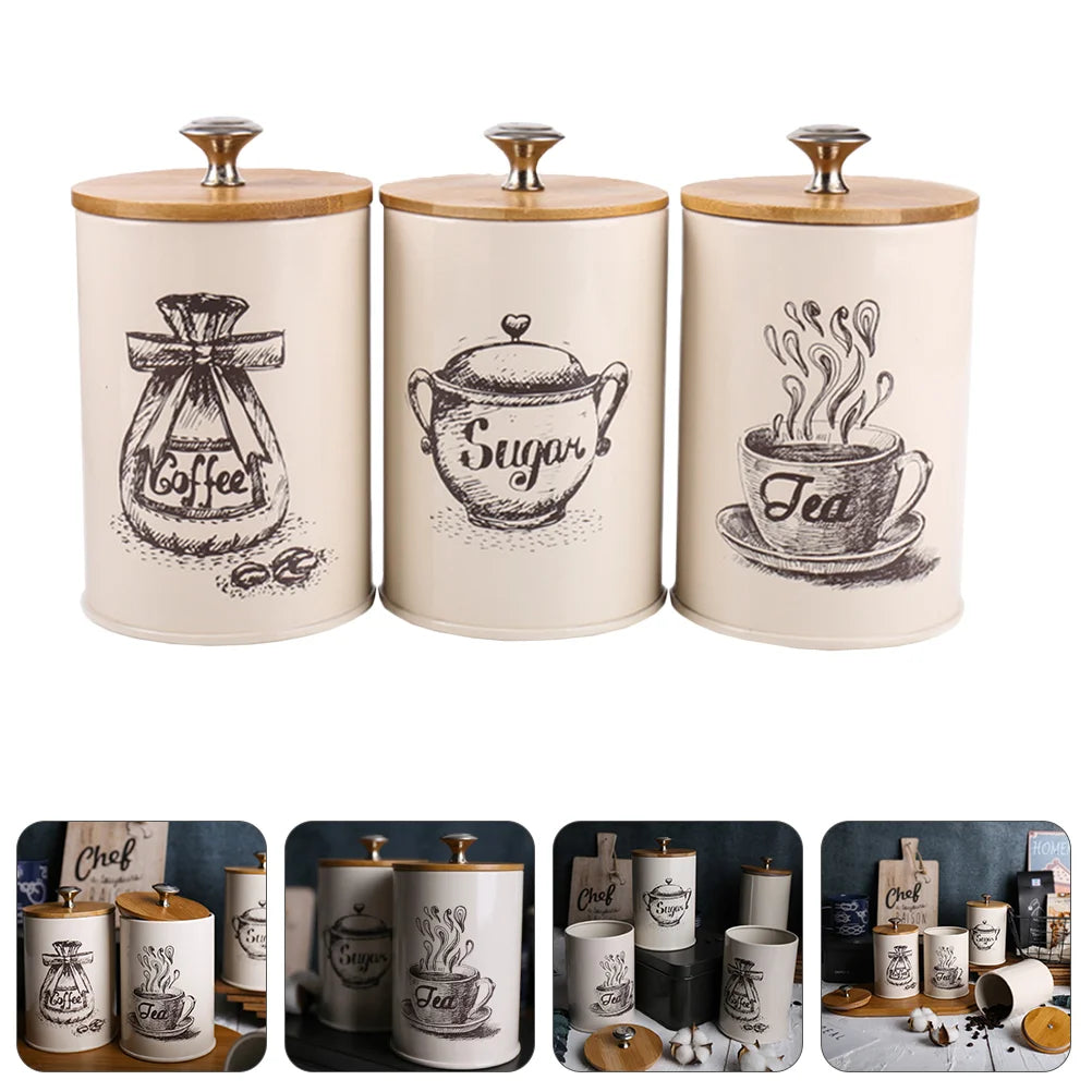 Metal Tea Coffee Sugar Storage Jars