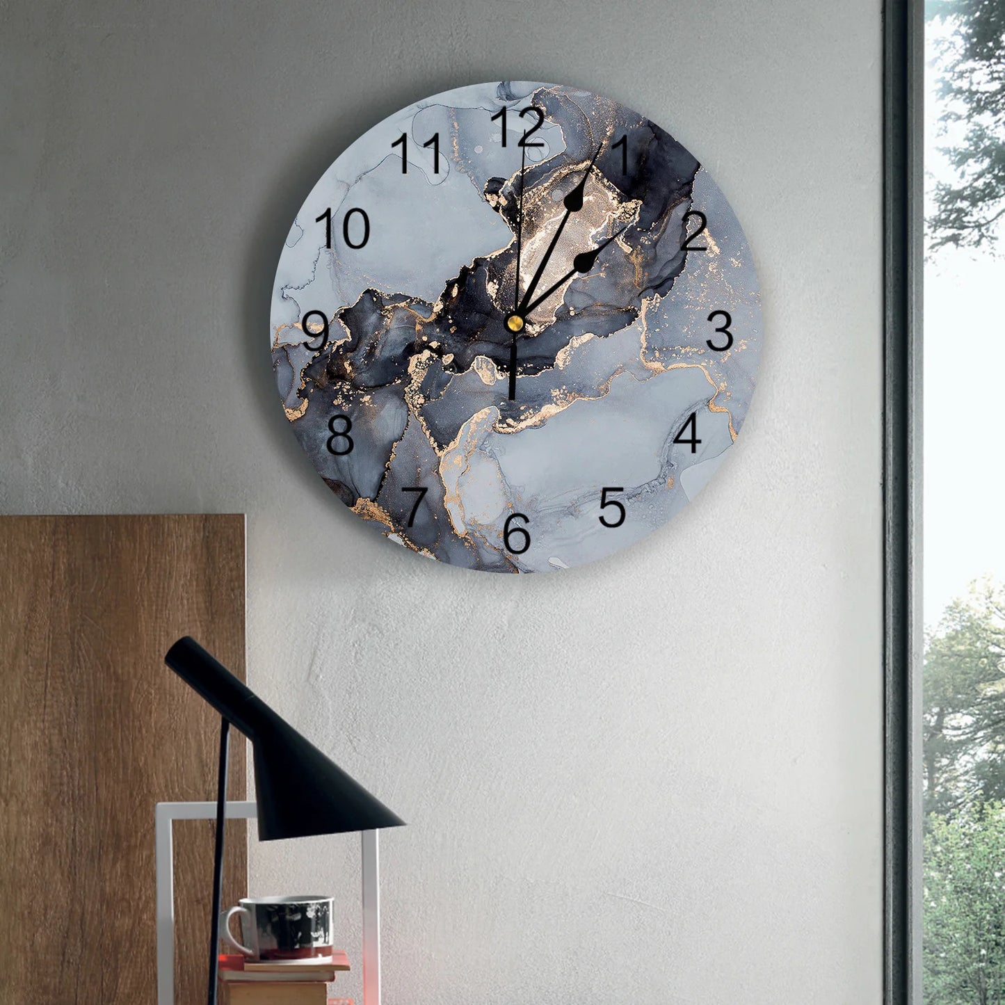 Marble Ink Large Round Quartz Wall Clock