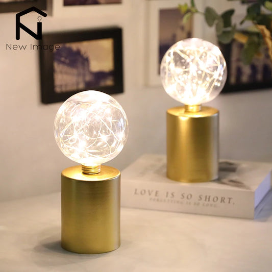 Battery Powered Gold Table Lamp