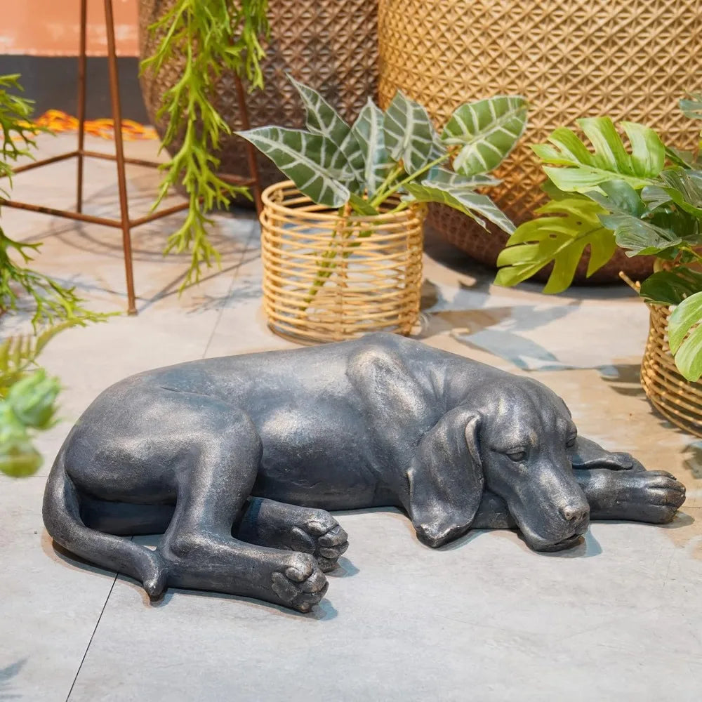 Sleeping Dog Resin Sculpture for Courtyard, Lawn, Yard, Porch