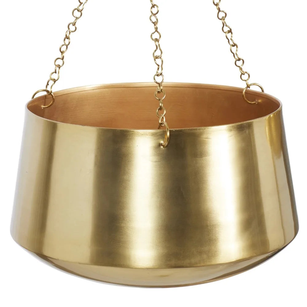 Gold Metal Indoor Outdoor Hanging Planter