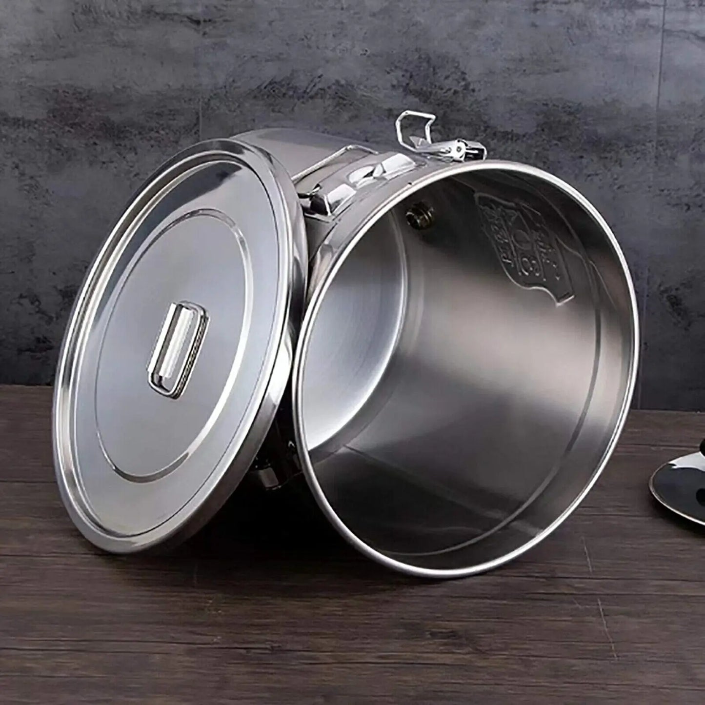 6/12L Stainless Steel Airtight Canister with Locking Clamp