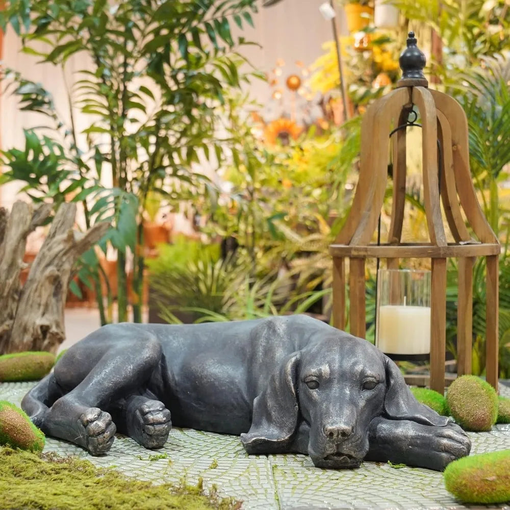 Sleeping Dog Resin Sculpture for Courtyard, Lawn, Yard, Porch