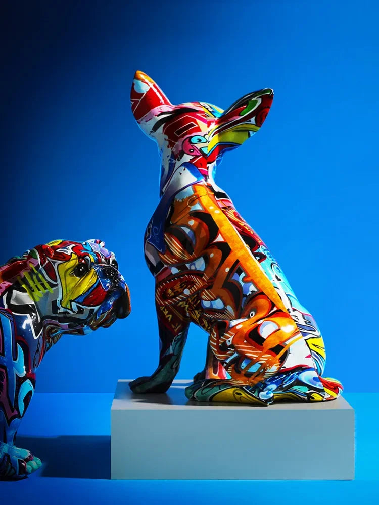 Painted Dog Sculpture